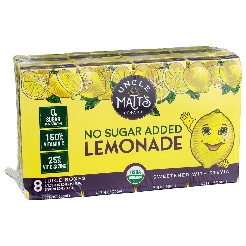 Uncle Matt's Organic No Sugar Added Lemonade Juice, 6.75 Fluid Ounce -- 32 Per Case