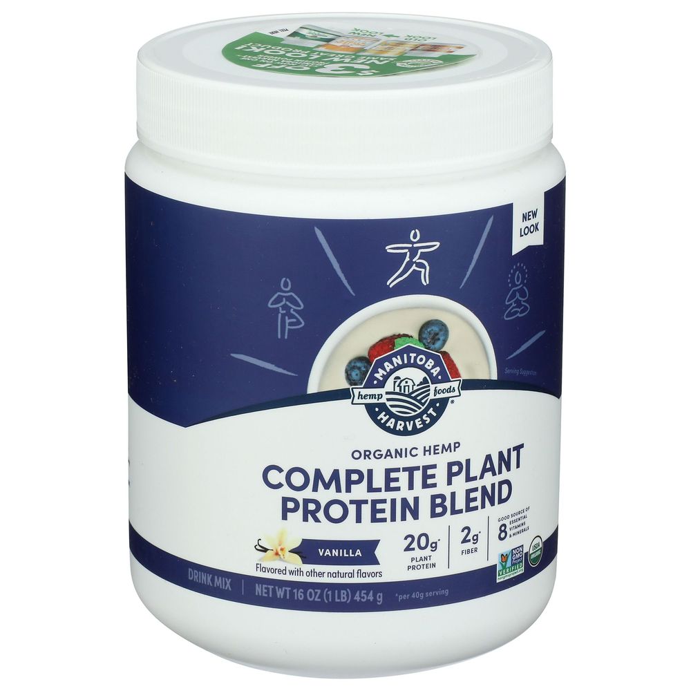 Manitoba Harvest Organic Vanilla Flavor Complete Plant Protein Powder, 16 Ounce
