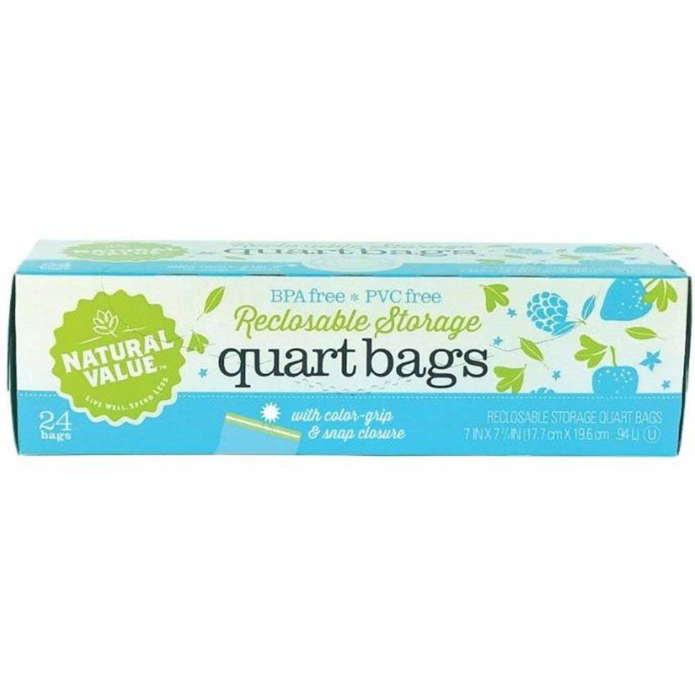 Natural Value Reclosable Storage Quart Bags, 24 Count -- 12 Per Case