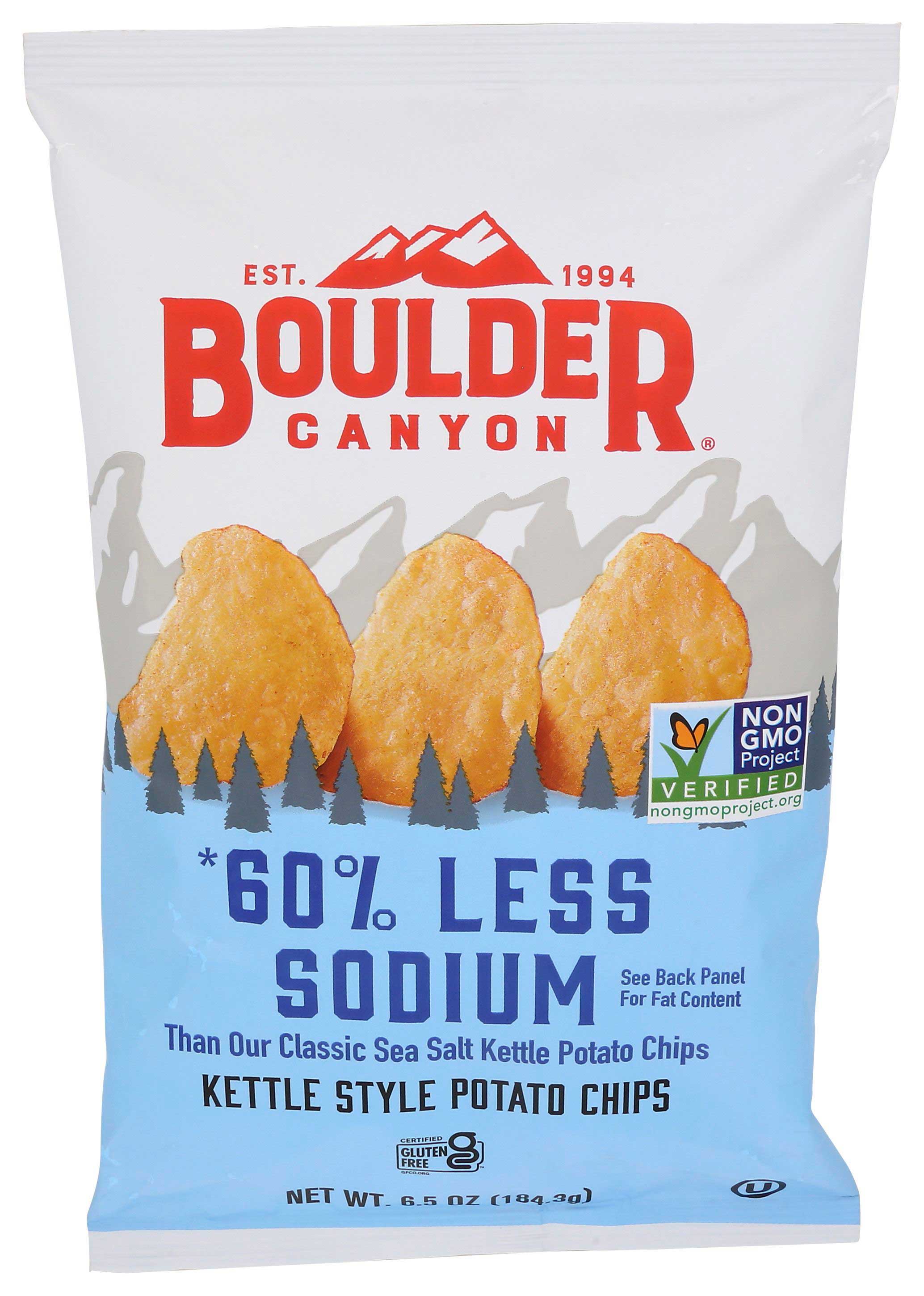 Boulder Canyon 60 Percent Reduced Sodium Kettle Style Potato Chips, 6.5 Ounce -- 12 per case