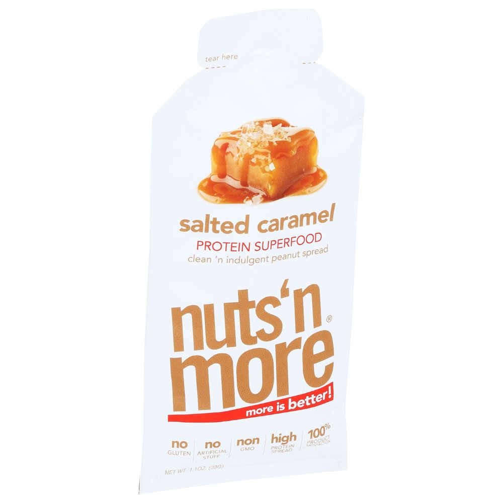 Nuts N More Salted Caramel High Protein Peanut Butter Spread, 1.1 Ounce -- 10 Per Case