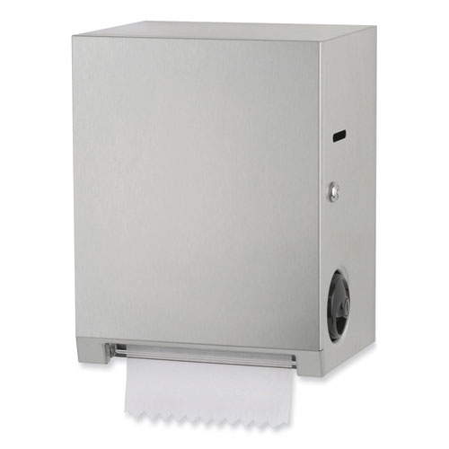 Bobrick Satin Stainless Steel/black Surface-mounted Roll Paper Towel Dispenser, 11.69 X 8.94 X 15 Inch