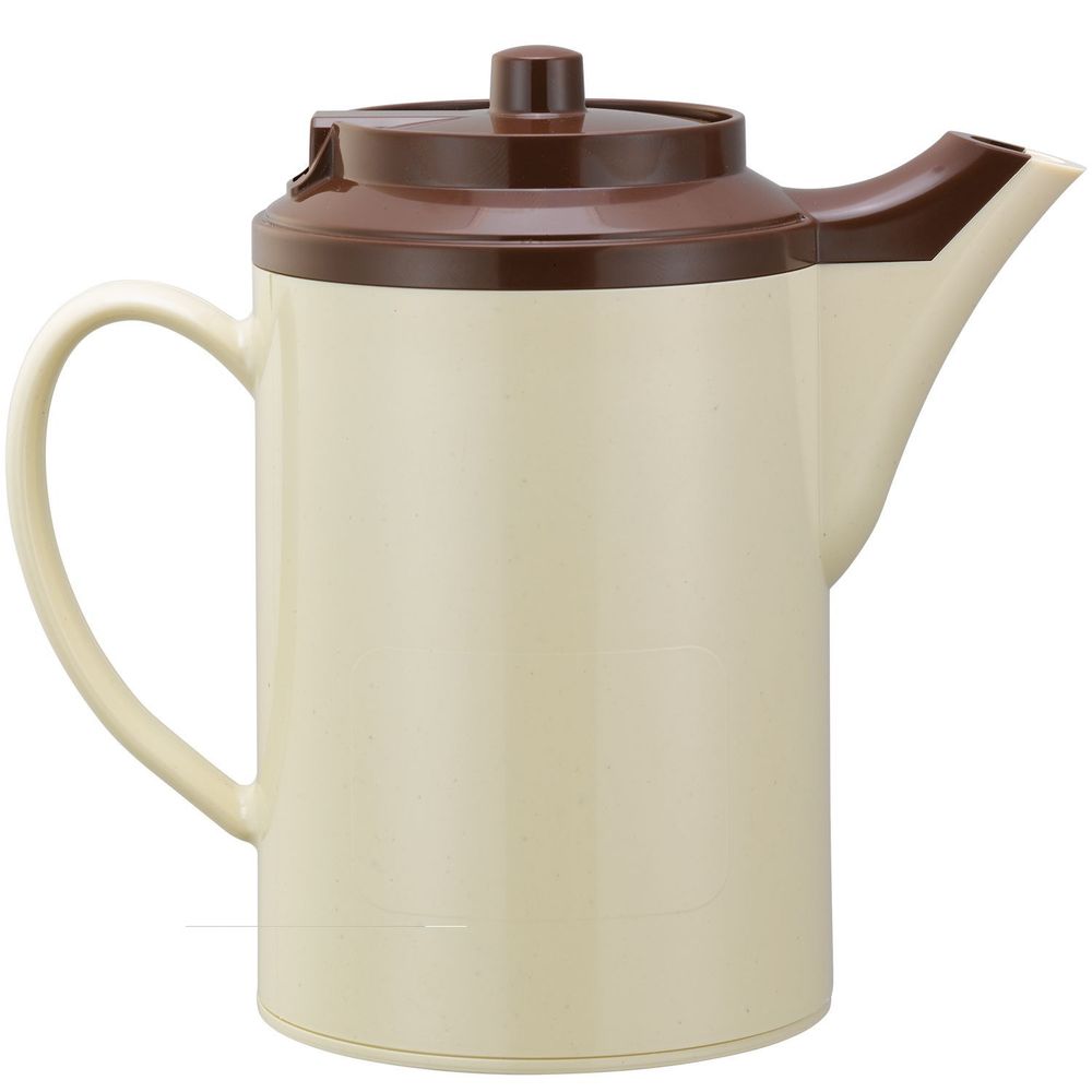 Service Ideas Plastic Stoneware Brown Double Wall Teapot Without Tether, 16 Ounce Capacity
