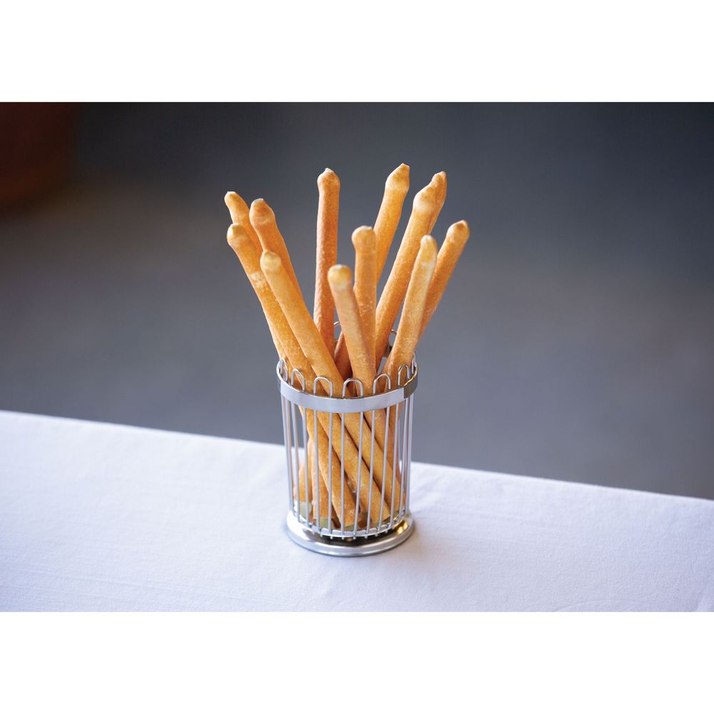 Service Ideas 18/8 Stainless Steel Polished Finish Round Breadstick Wire Basket, 3.75 Inch Width X 5.5 Inch Height