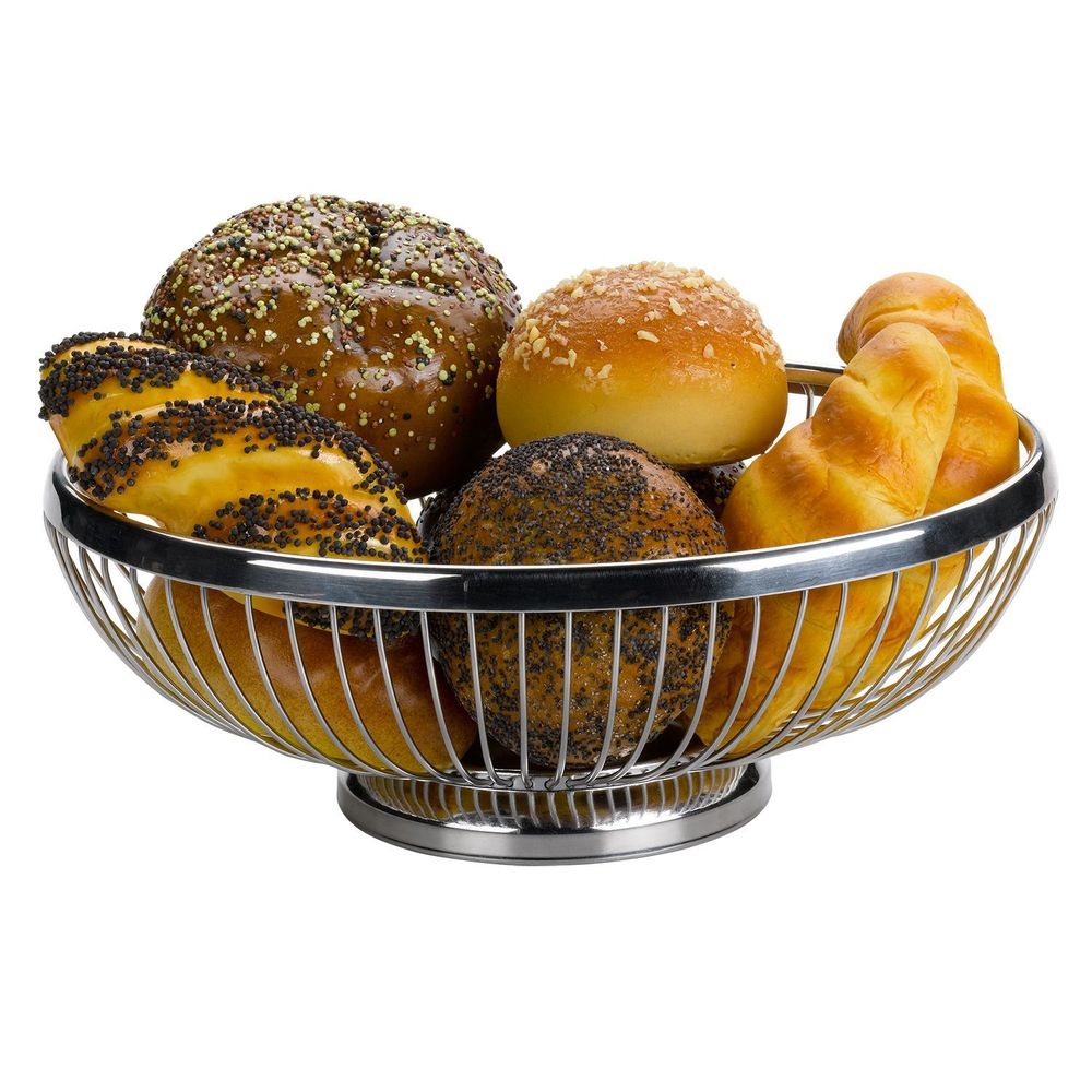 Service Ideas 18/8 Stainless Steel Polished Finish Oval Wire Basket, 9 Inch Length X 7 Inch Width X 3.5 Inch Height