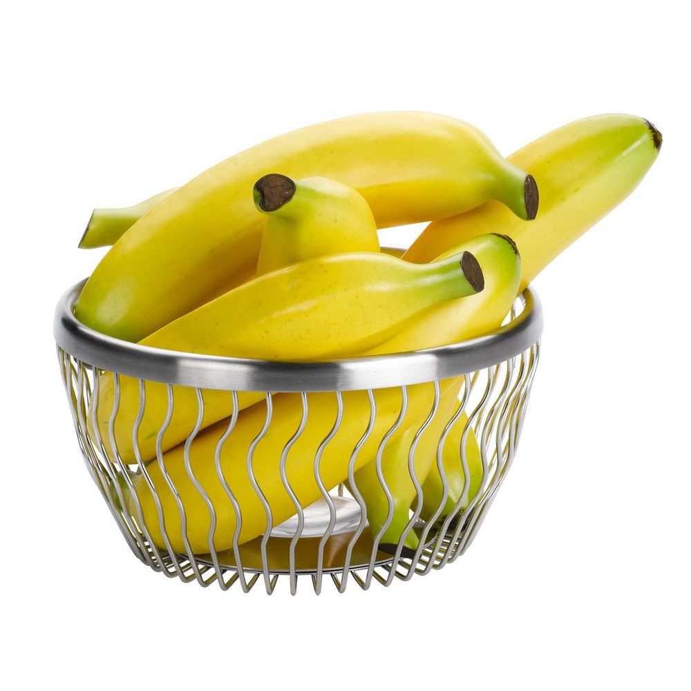 Service Ideas 18/8 Stainless Steel Brushed Finish Round Wave Wire Basket, 7 Inch
