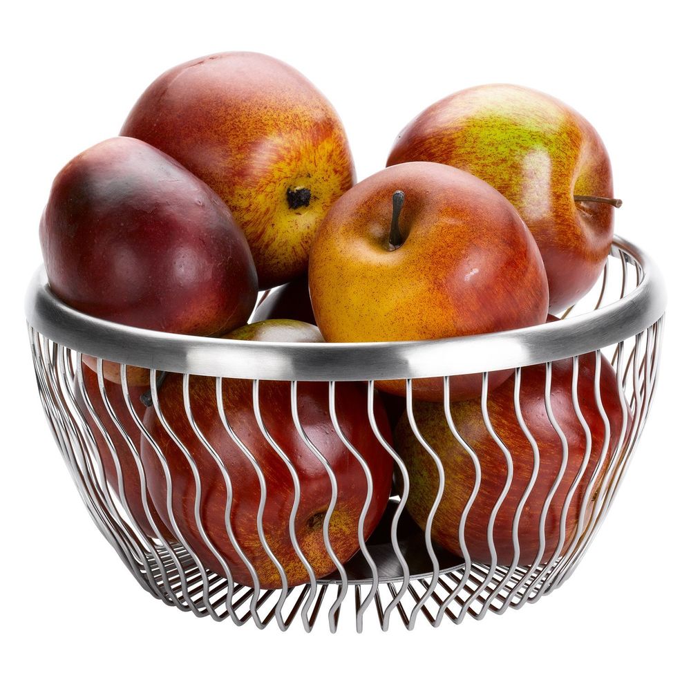Service Ideas 18/8 Stainless Steel Brushed Finish Round Wave Wire Basket, 9 Inch