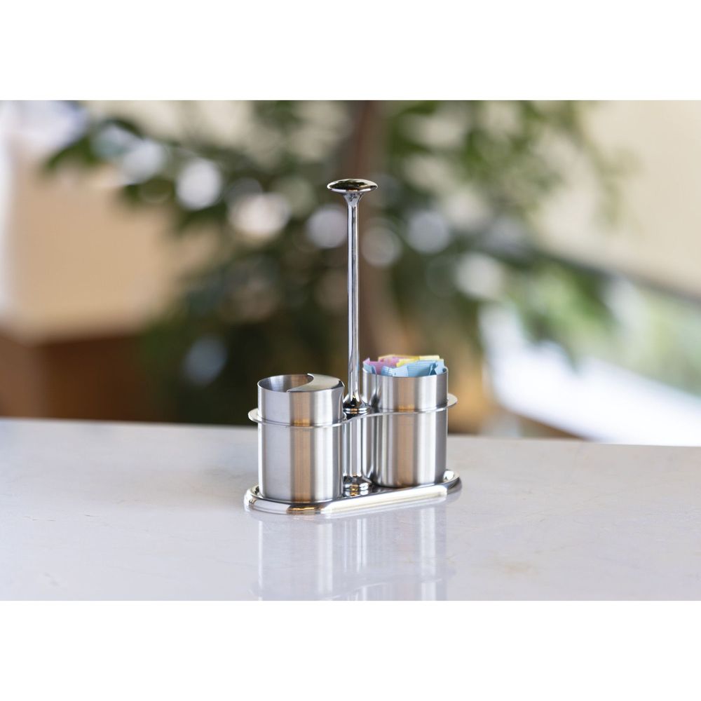 Service Ideas 18/8 Stainless Steel Brushed Finish Cream And Sugar Caddy Set, 3 Inch Width X 7.5 Inch Height