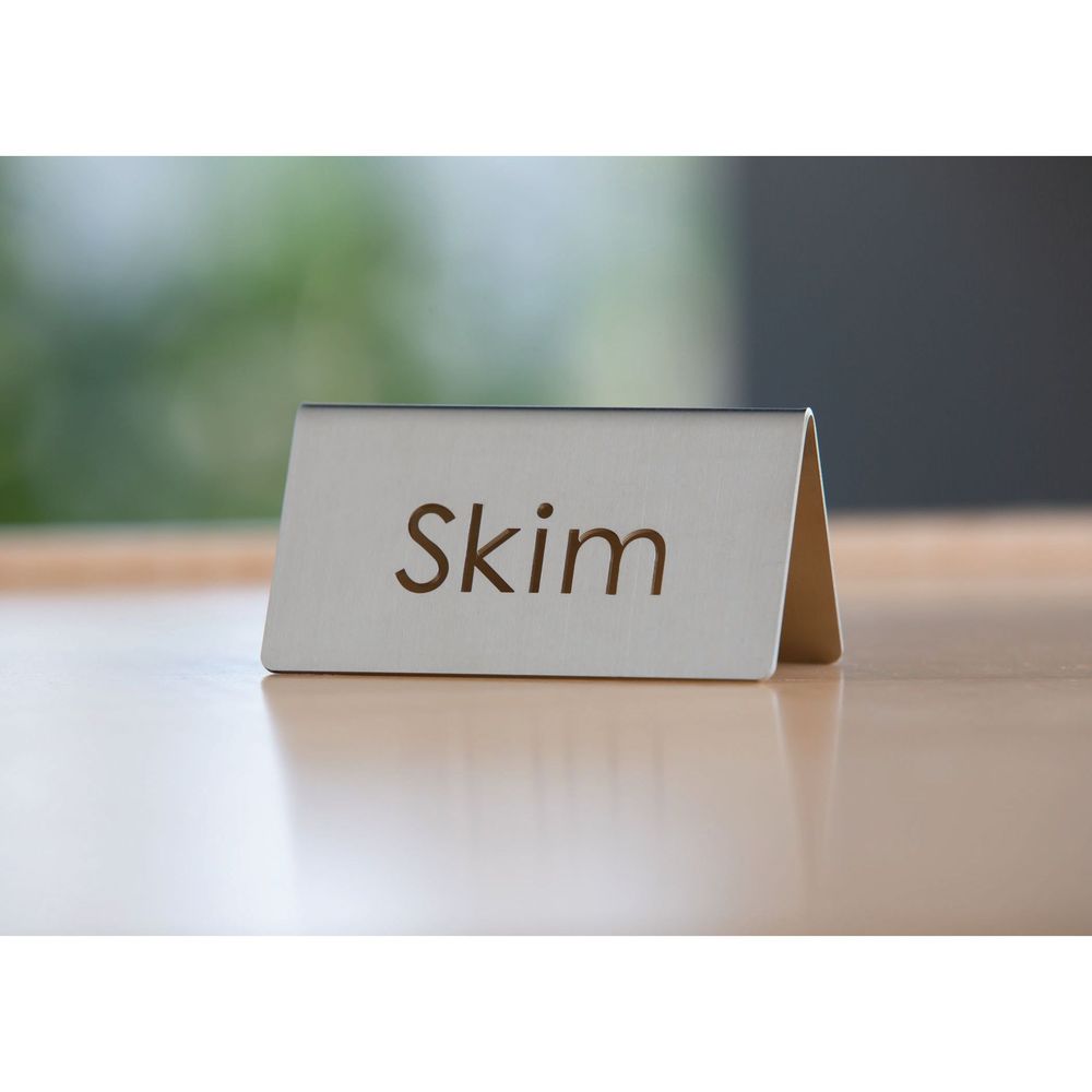 Service Ideas 18/8 Stainless Steel Brushed Finish Skim Laser Cut Id Table Tent, 1.75 Inch Width X 1.5 Inch Height