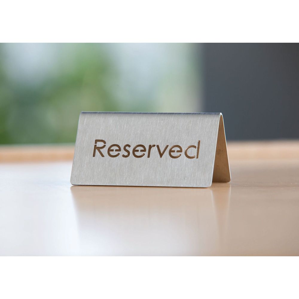 Service Ideas 18/8 Stainless Steel Brushed Finish Reserved Laser Cut Id Table Tent, 1 Inch Width X 1 Inch Height
