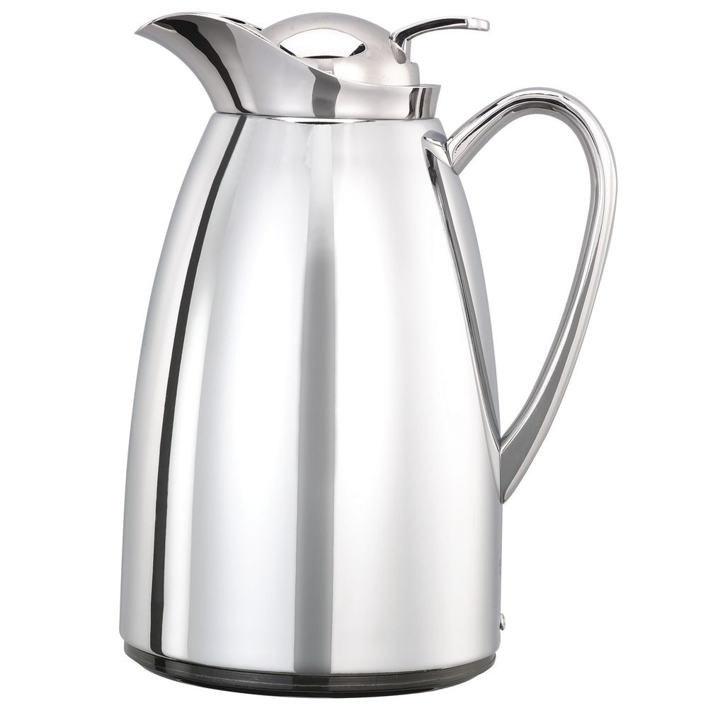 Service Ideas Classy Polished Finish Glass Vacuum Insulated Carafe With Push Button, 0.6 Liter Capacity