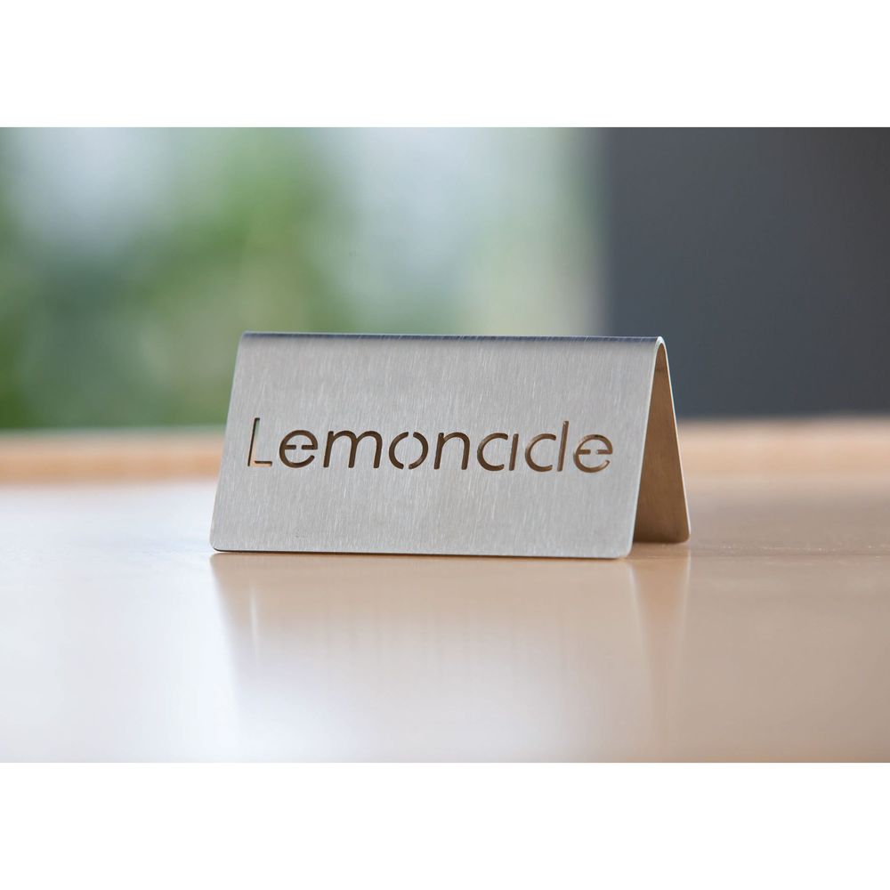 Service Ideas 18/8 Stainless Steel Brushed Finish Lemonade Laser Cut Id Table Tent, 1.75 Inch Width X 1.5 Inch Height