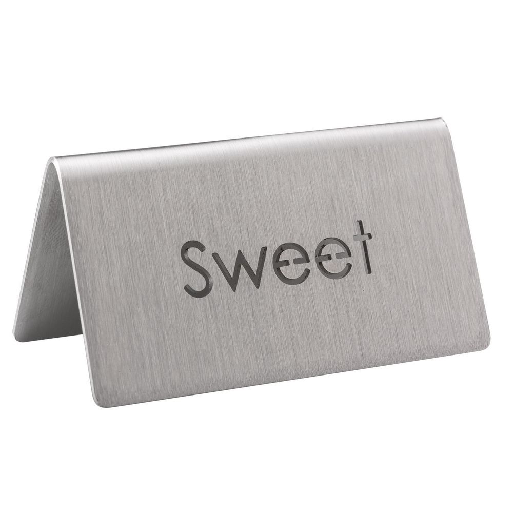Service Ideas 18/8 Stainless Steel Brushed Finish Sweet Laser Cut Id Table Tent, 1.75 Inch Width X 1.5 Inch Height