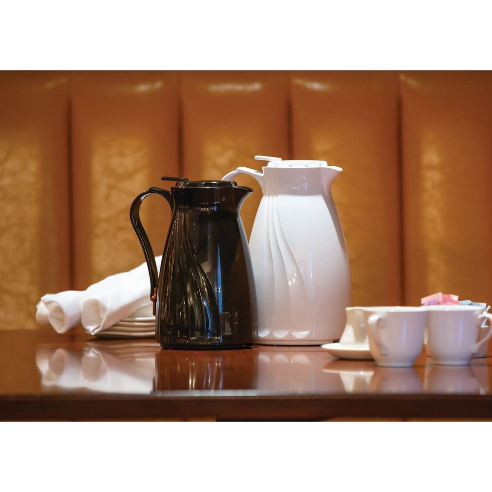 Service Ideas Twist N Serv White Foam Insulated Carafe With Push Button Lid, 1.2 Liter Capacity