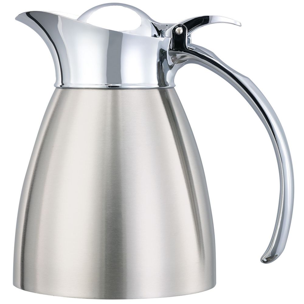 Service Ideas Marquette Series 18/8 Stainless Steel Brushed With Polished Accents Finish Vacuum Insulated Carafe With Flip Top Lid, 0.3 Liter Capacity