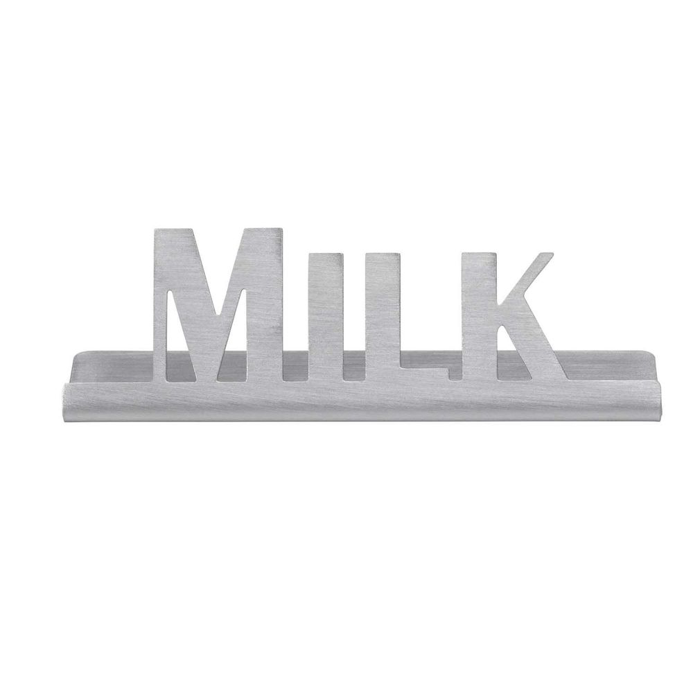 Service Ideas Stainless Steel Brushed Finish Milk Laser Cut Id Tabletop Sign, 1 Inch Width X 1 Inch Height
