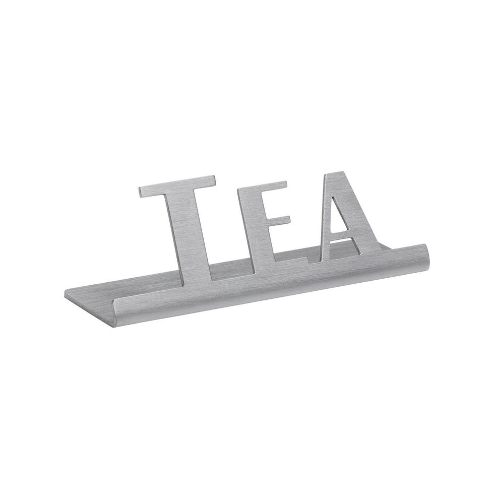 Service Ideas Stainless Steel Brushed Finish Tea Laser Cut Id Tabletop Sign, 1 Inch Width X 1 Inch Height