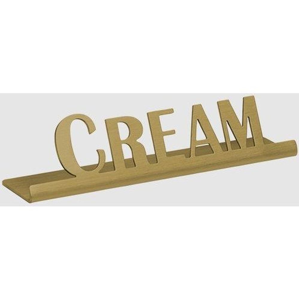 Service Ideas Stainless Steel Vintage Gold Finish Cream Laser Cut Id Tabletop Sign, 1 Inch Width X 1 Inch Height