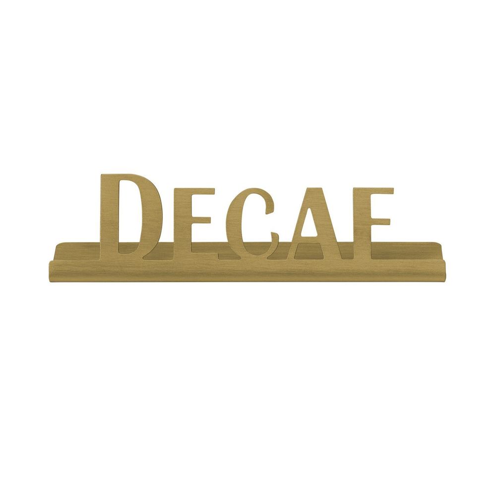 Service Ideas Stainless Steel Vintage Gold Finish Decaf Laser Cut Id Tabletop Sign, 1 Inch Width X 1 Inch Height