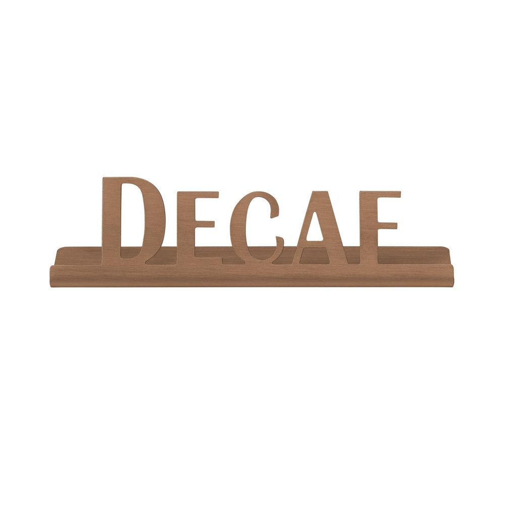 Service Ideas Stainless Steel Rose Gold Finish Decaf Laser Cut Id Tabletop Sign, 1 Inch Width X 1 Inch Height