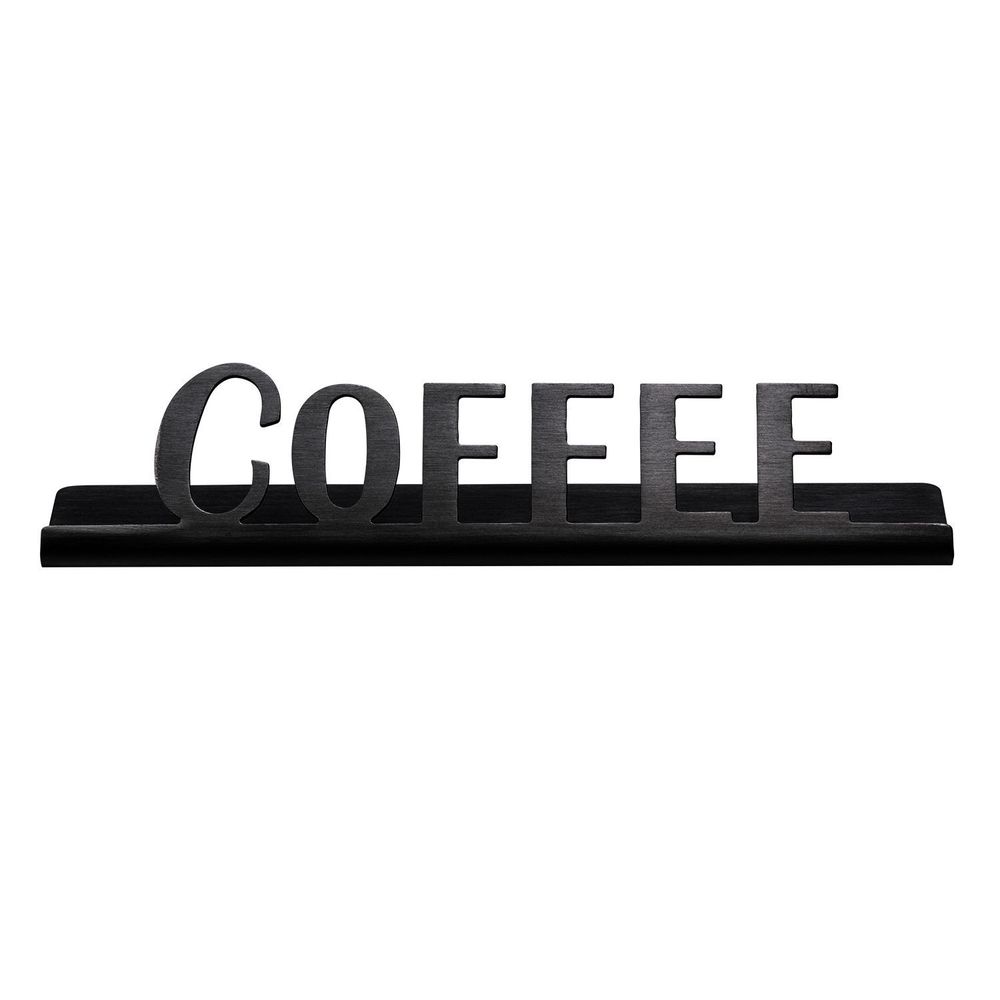 Service Ideas Stainless Steel Black Onyx Finish Coffee Laser Cut Id Tabletop Sign, 1 Inch Width X 1 Inch Height