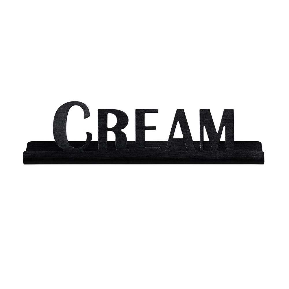 Service Ideas Stainless Steel Black Onyx Finish Cream Laser Cut Id Tabletop Sign, 1 Inch Width X 1 Inch Height