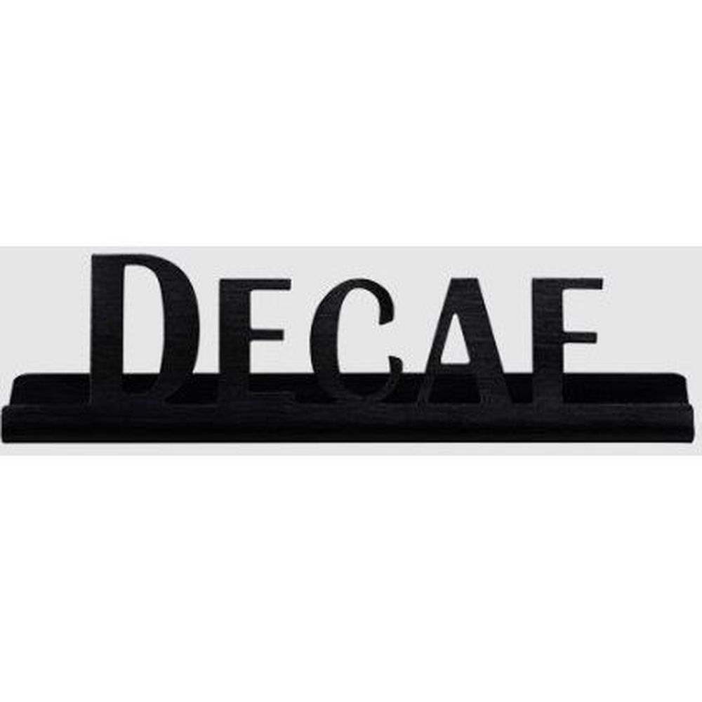 Service Ideas Stainless Steel Black Onyx Finish Decaf Laser Cut Id Tabletop Sign, 1 Inch Width X 1 Inch Height