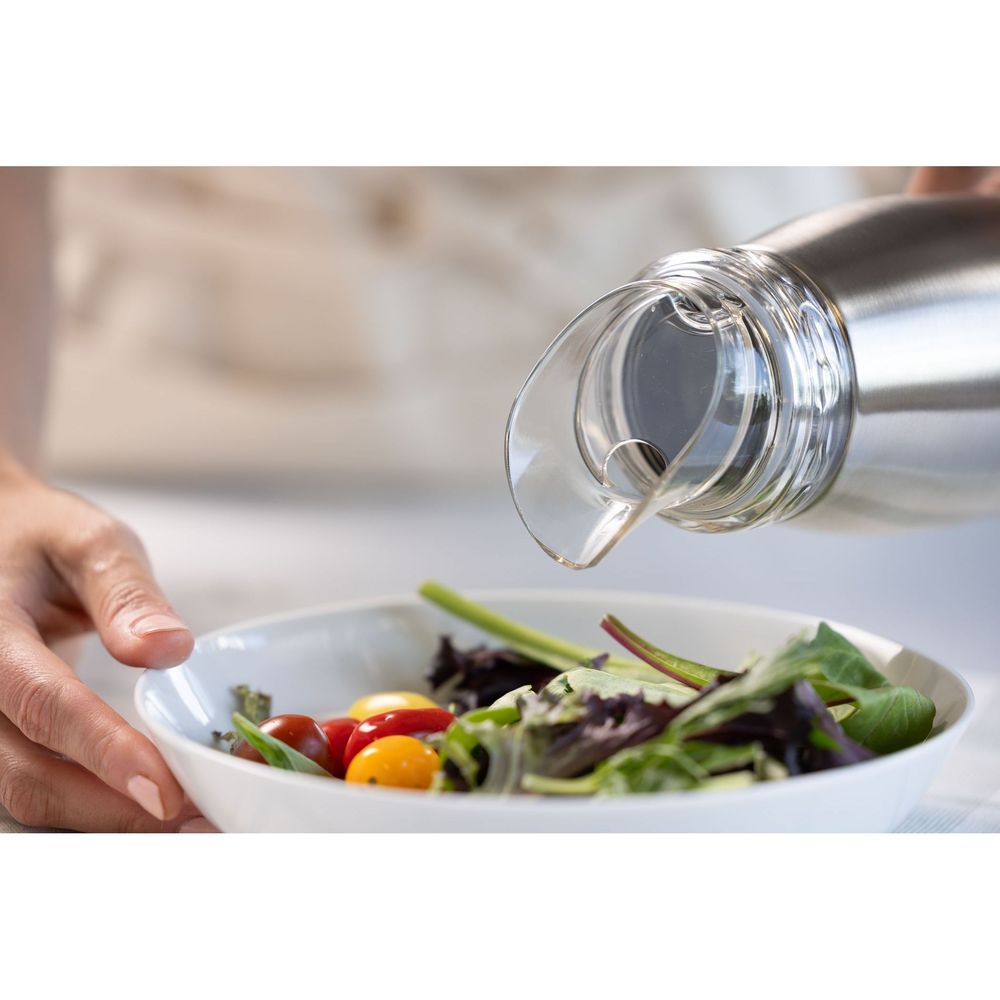 Service Ideas Versavac Brushed Stainless Finish Vacuum Insulated Bottle With Small Lid, 1 Liter Capacity