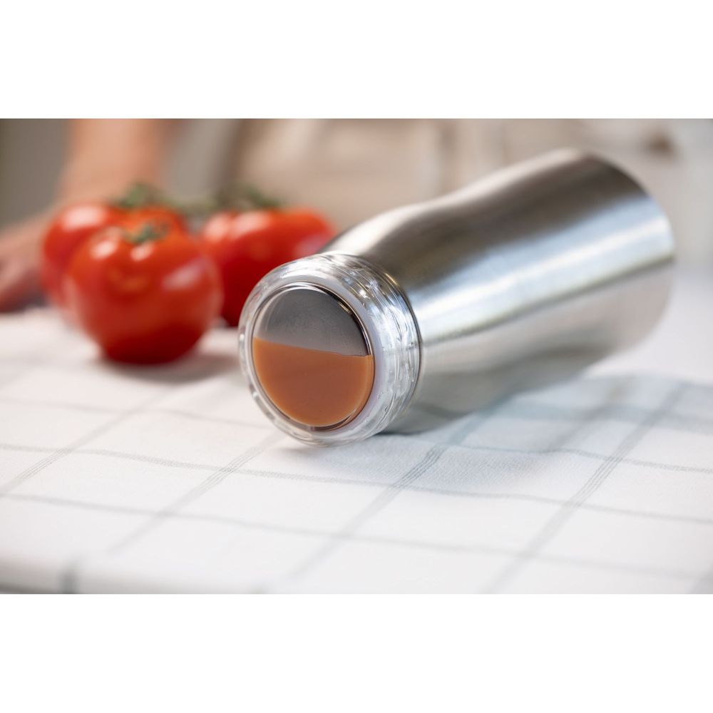 Service Ideas Versavac Brushed Stainless Finish Vacuum Insulated Bottle With Twist Lid, 1 Liter Capacity