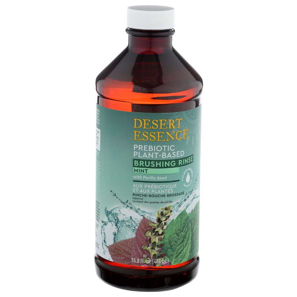 Desert Essence Prebiotic Plant Based Mint Brushing Rinse With Perilla Seed, 15.8 Fluid Ounce
