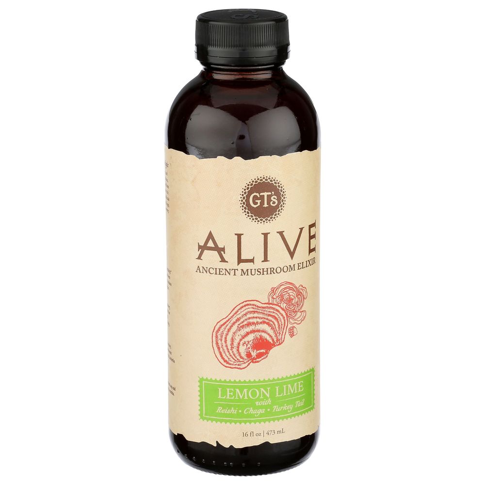 Gt's Lemon Lime Alive Ancient Mushroom Elixir, 16 Fluid Ounce -- 12 Per Case