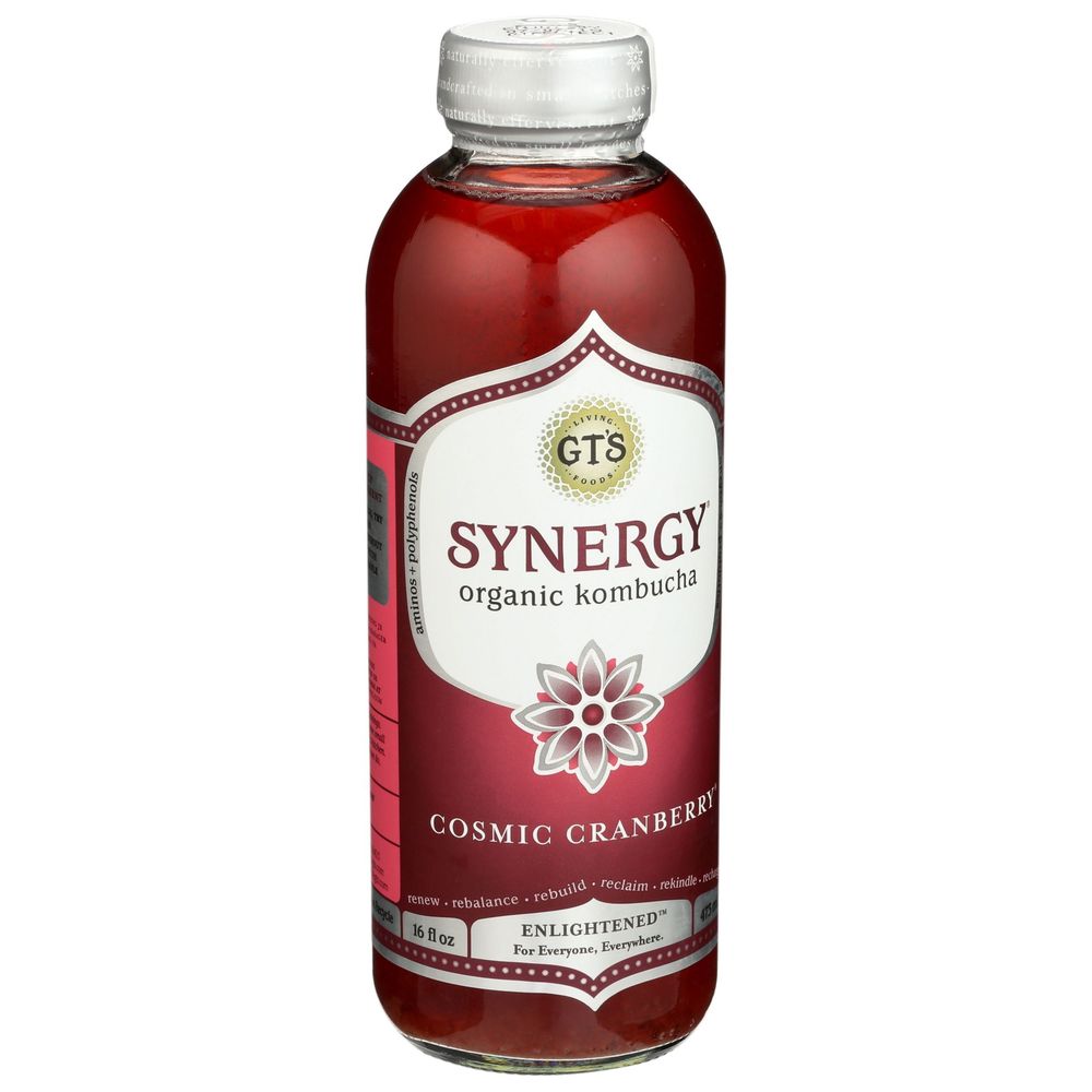 Gt's Organic Synergy Enlightened Cosmic Cranberry Kombucha, 16 Fluid Ounce -- 12 Per Case
