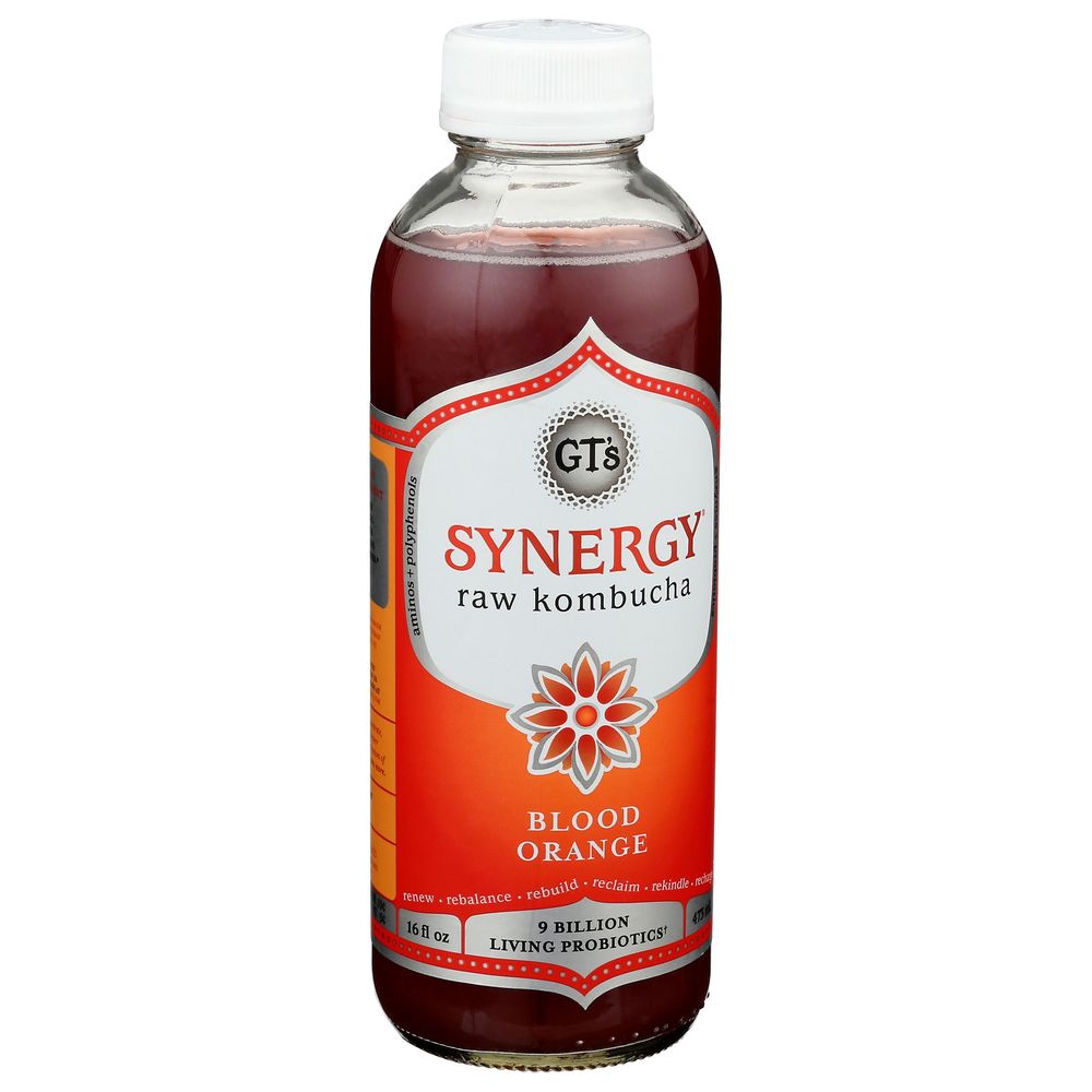 GTs Synergy Organic Blood Orange Raw Kombucha, 16 Fluid Ounce -- 12 per case