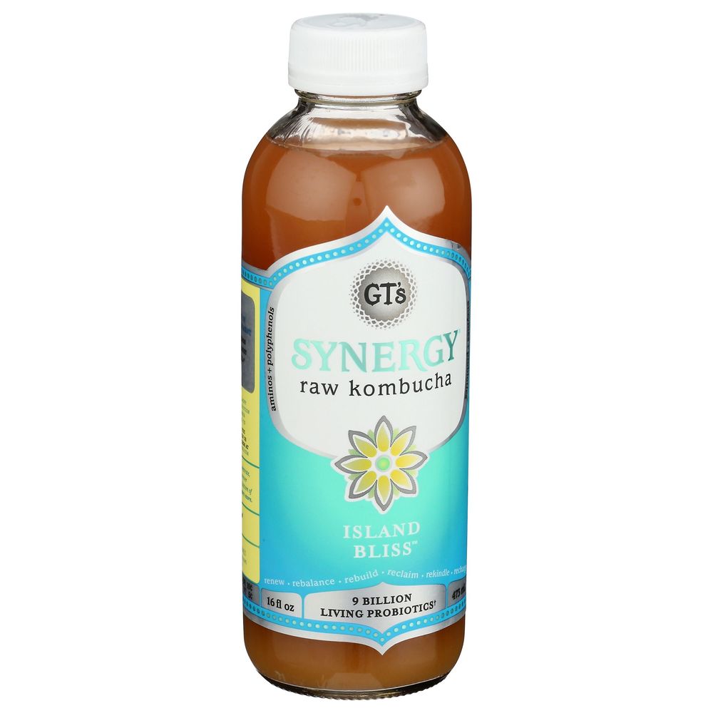 GTs Synergy Organic Island Bliss Raw Kombucha, 16 Fluid Ounce -- 12 per case