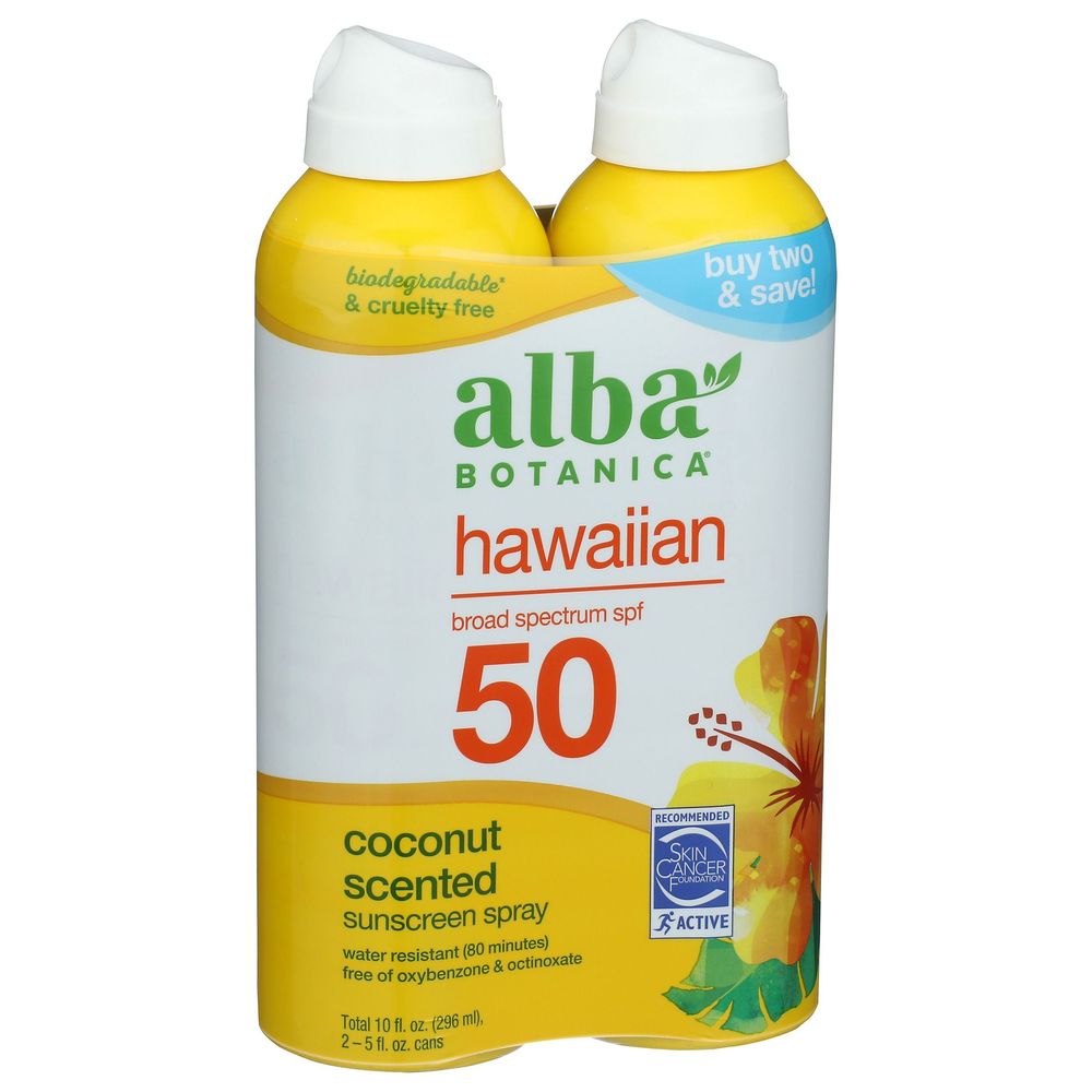 Alba Botanica Broad Spectrum Spf 50 Hawaiian Coconut Sunscreen Spray, 10 Fluid Ounce -- 3 Per Case