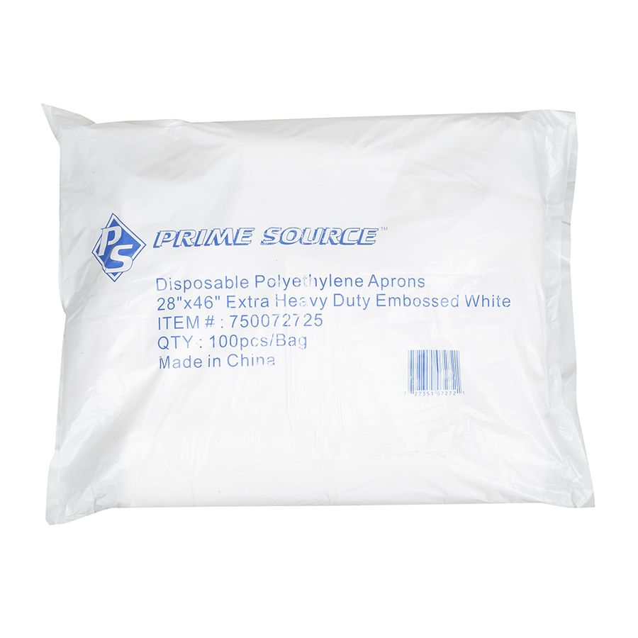 Bunzl Prime Source 2 Mil Embossed Finish White Polyethylene Aprons, 28 X 46 Inch -- 100 Per Case