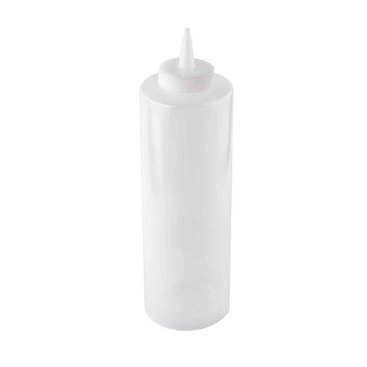 Tablecraft Polyethylene Clear Standard Cone Tip Squeeze Bottle With Natural Top, 24 Ounce Capacity -- 12 Per Case