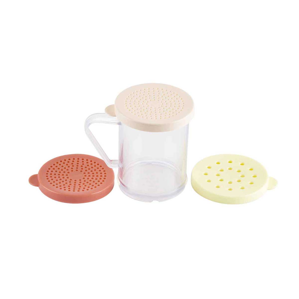 Tablecraft Plastic Dredge Shaker Set With Assorted Polyethylene Lid, 10 Ounce Capacity -- 12 Per Case
