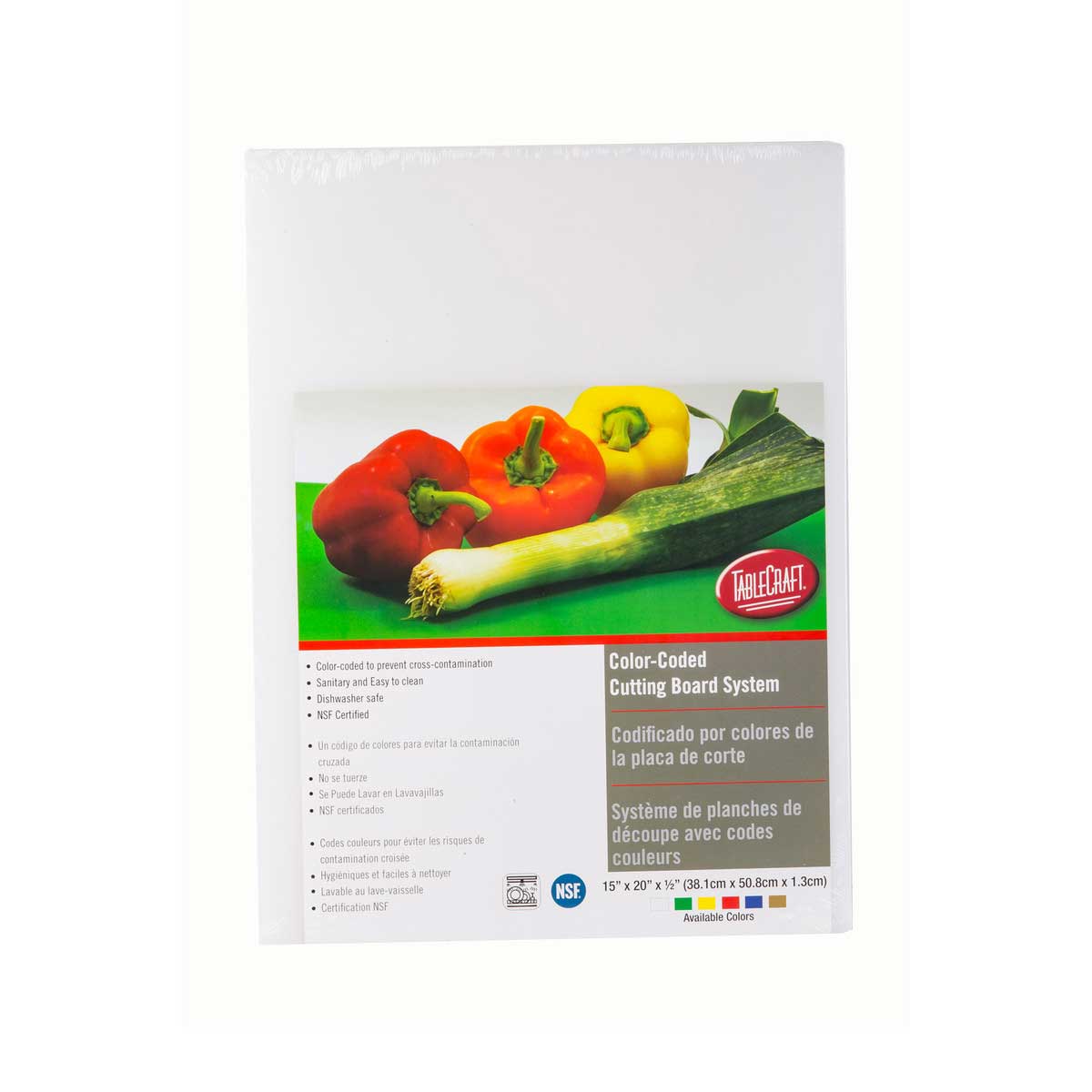 Tablecraft Polyethylene White Rectangular Cutting Board, 20 X 15 X 0.5 Inch