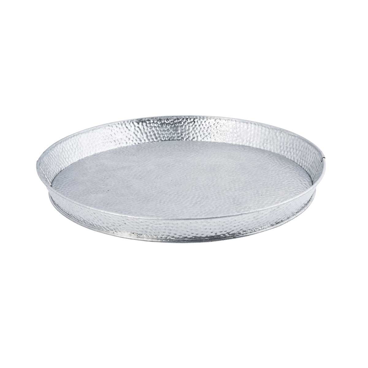 Tablecraft Galvanized Steel With Pebble Texture Round Diner Platter, 12.5 X 12.5 X 1.25 Inch