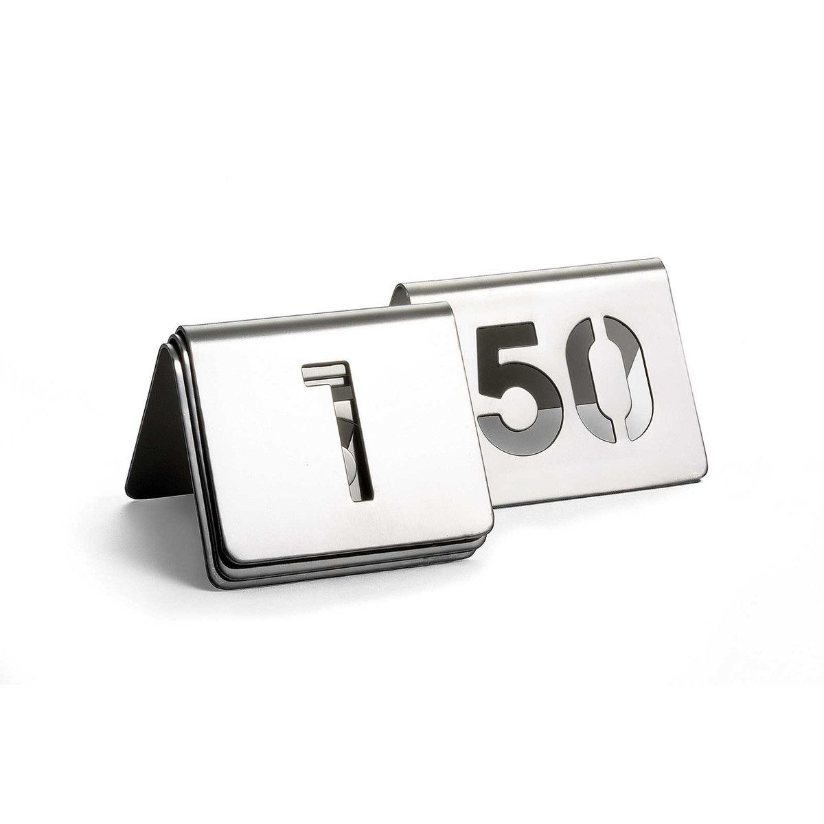 Tablecraft Stainless Steel 1 To 50 Cut Out Number Tent Set, 2.5 X 2.5 X 1.875 Inch
