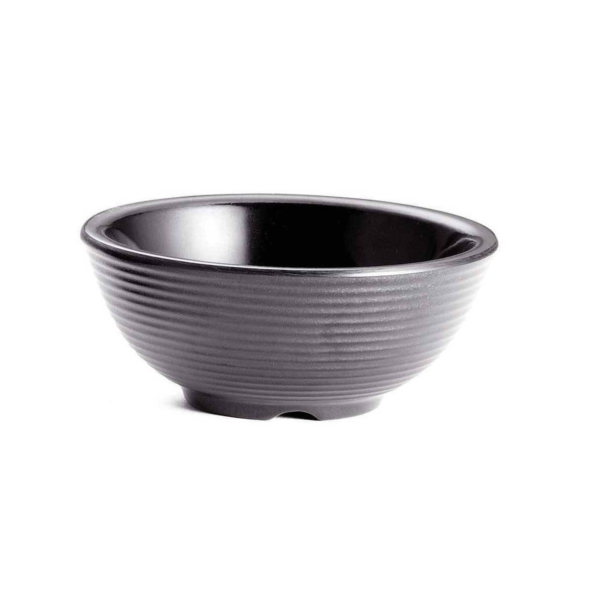 Tablecraft Melamine Black Round Ribbed Ramekin, 2 Ounce -- 12 per case