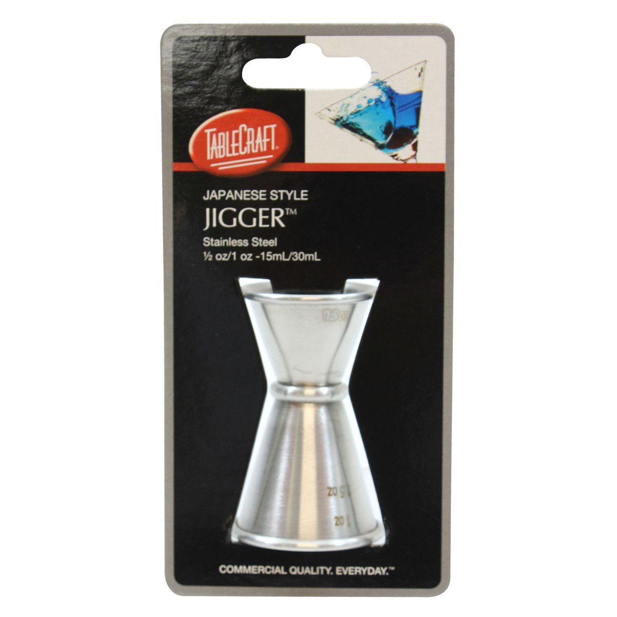 Tablecraft Stainless Steel Japanese Jigger, 0.5 And 1 Ounce Capacity