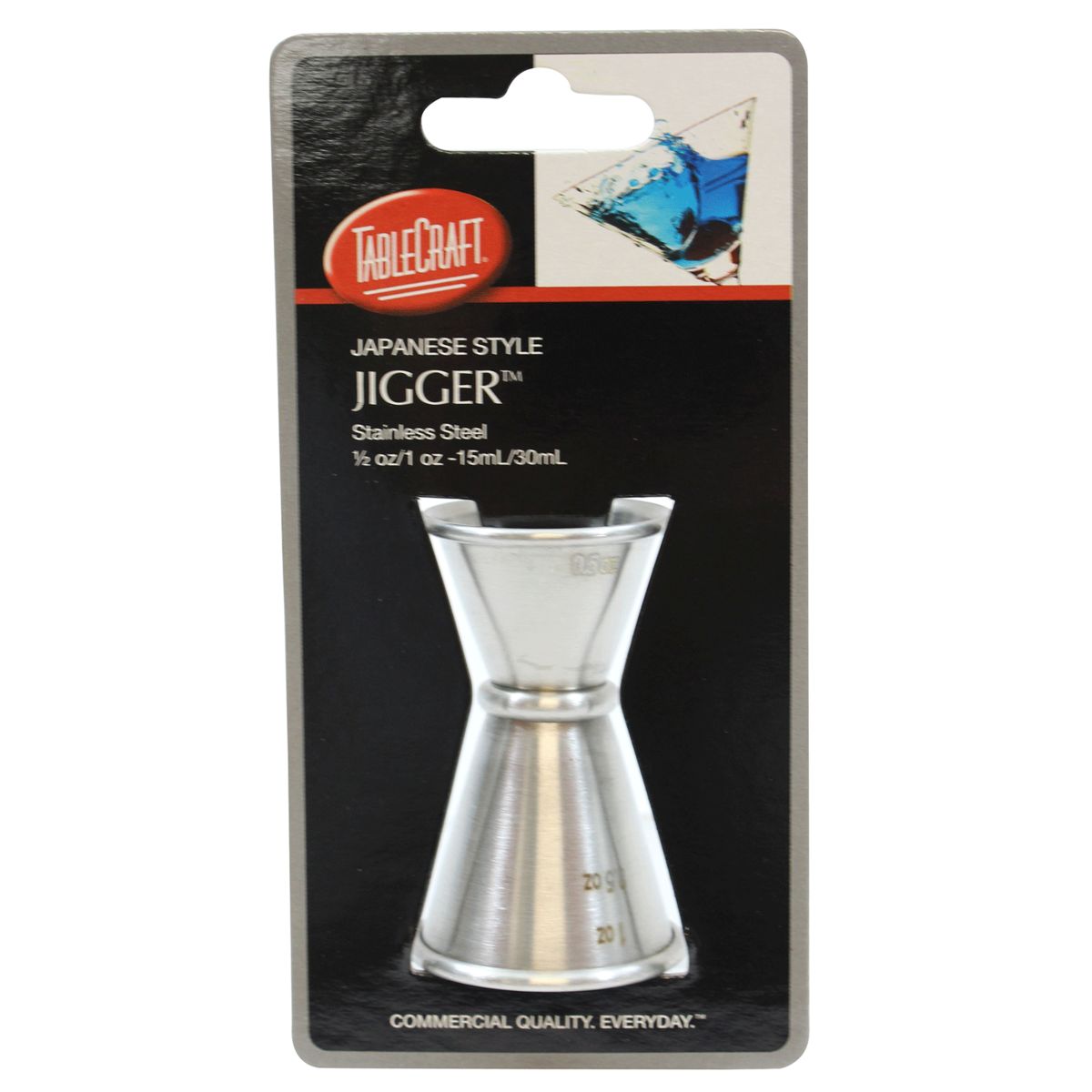 Tablecraft Stainless Steel Japanese Jigger, 1 And 1.5 Ounce Capacity