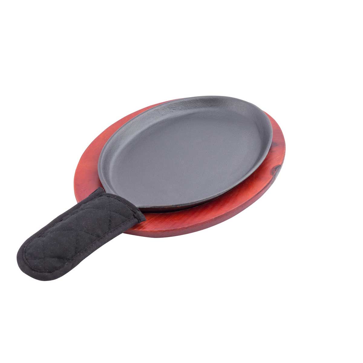 Tablecraft Cast Iron Oval Fajita Sizzle Platter Set, 16 X 9 X 1.625 Inch