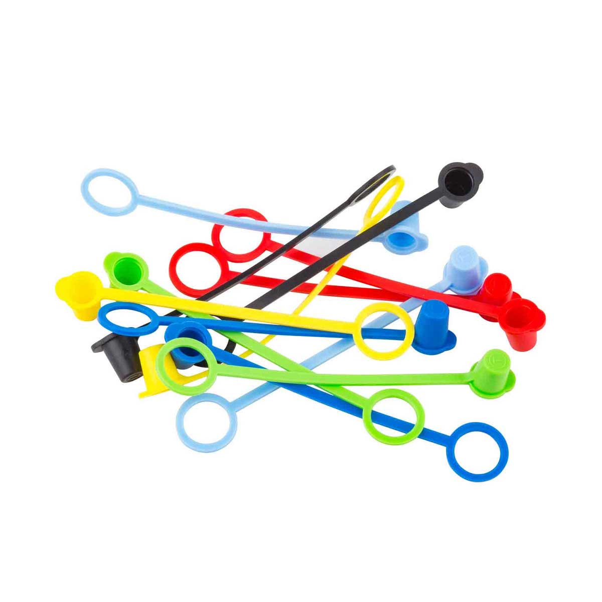 Tablecraft Sani Cap Assorted Pack Standard Cone Tip Tethered Cap, 12 Count