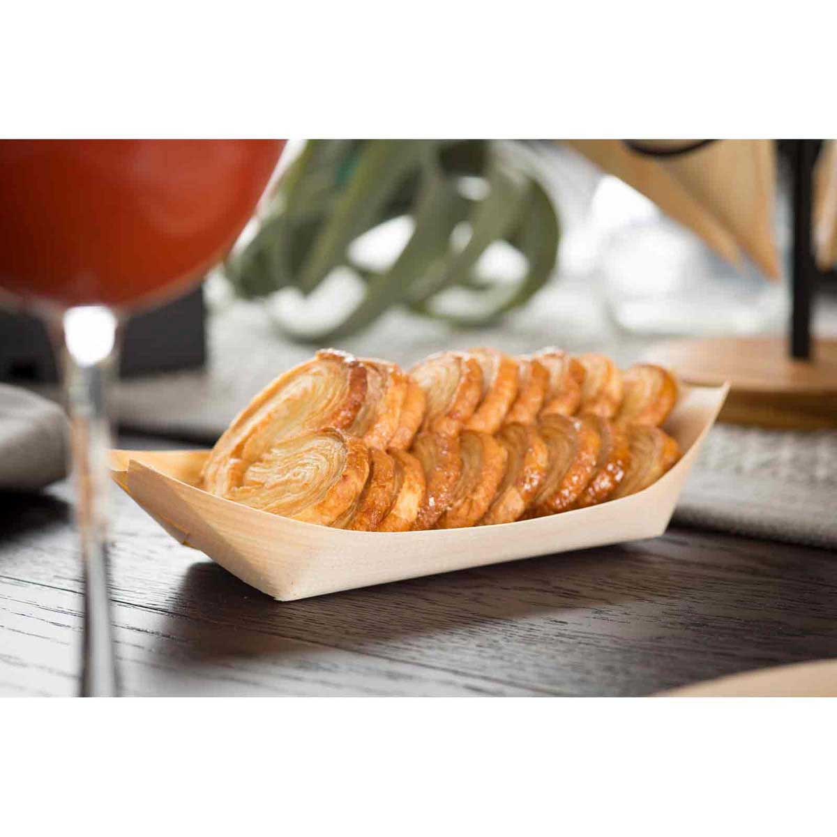 Tablecraft 3 Ounce Medium Natural Poplar Wood Disposable Serving Boat, 50 Count -- 12 Per Case