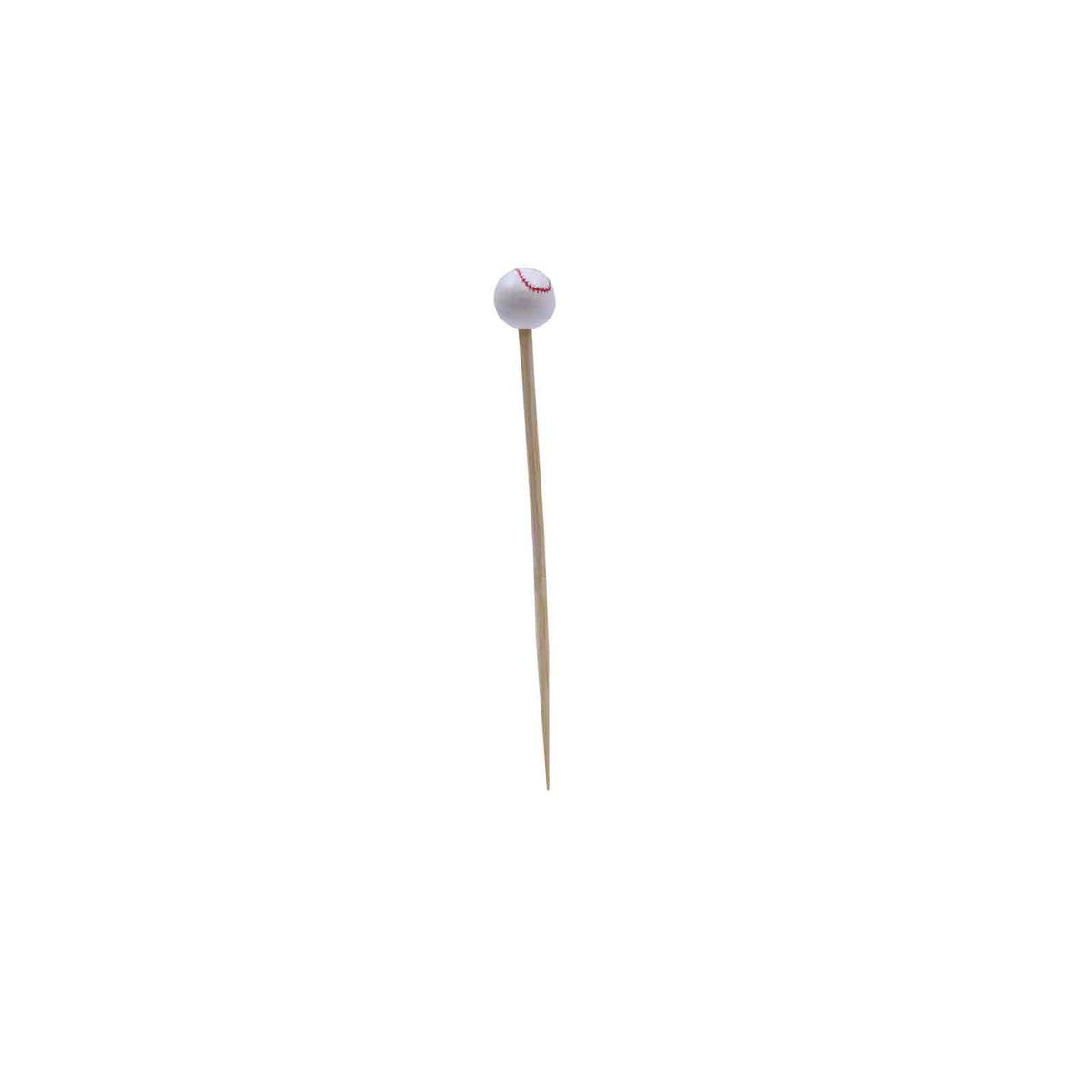Tablecraft 4.5 Inch Bamboo Baseball Sport Pick, 100 Count -- 12 Per Case