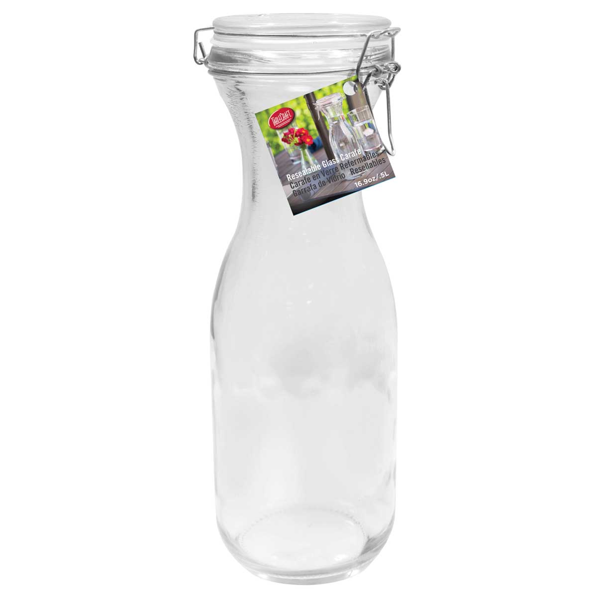 Tablecraft Silicone Seal Resealable Glass Carafe, 34 Ounce Capacity -- 6 Per Case