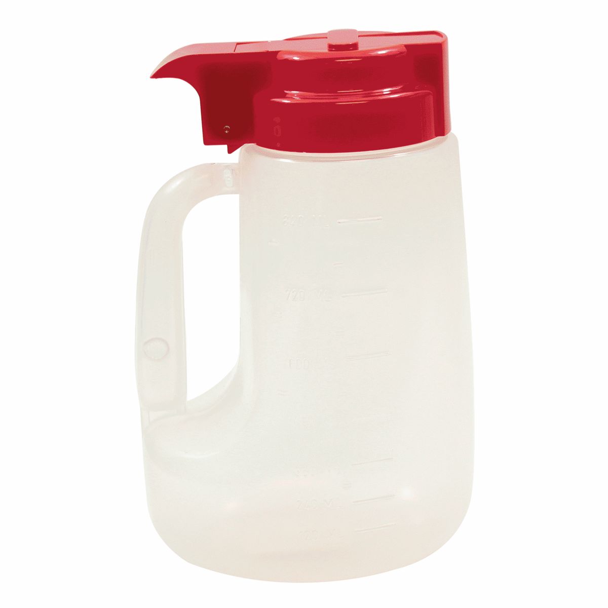 Tablecraft Clarified Polypropylene Condiment Dispenser With Red Abs Top, 32 Ounce Capacity -- 6 Per Case